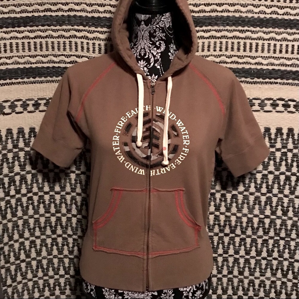 Vintage 1990’s Element Short Sleeve Zip Up Hoodie, Printing and Appliqué S/M